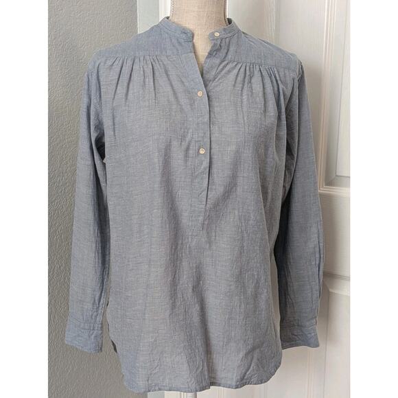Nili Lotan Neville Cotton Long Sleeve Popover Light Blue Size XS - Picture 1 of 8